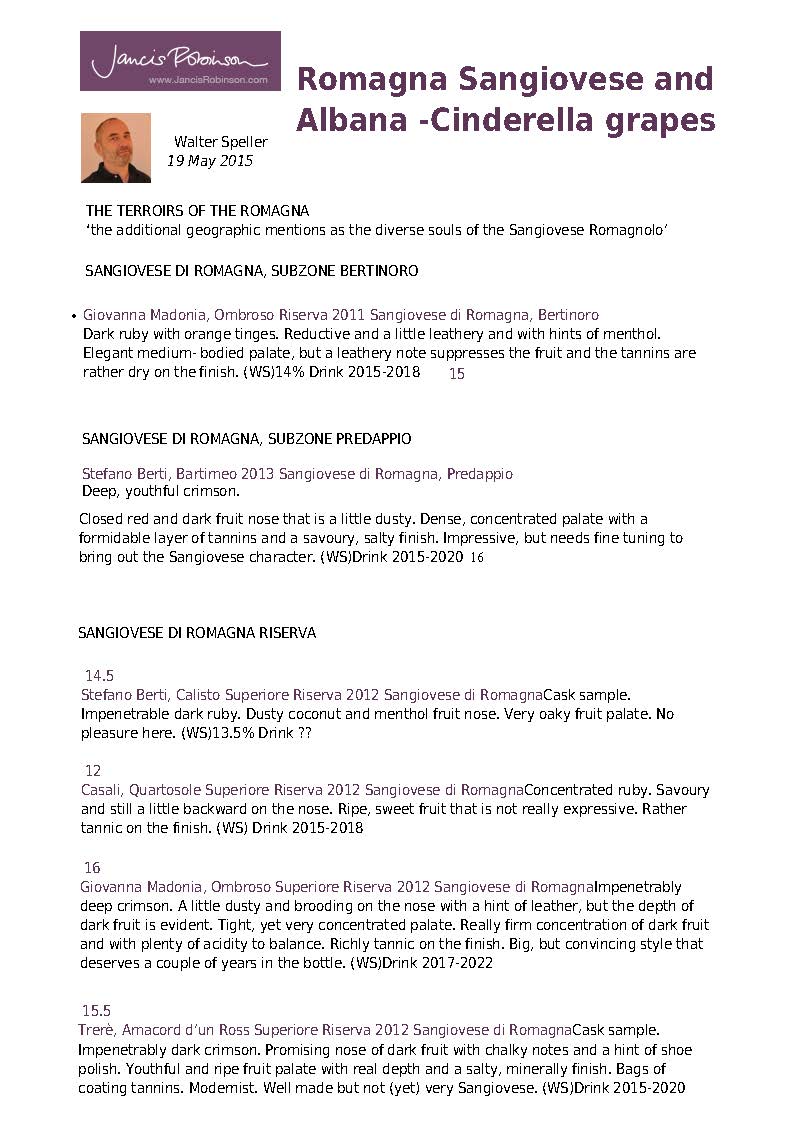 romagna sangiovese and albana cinderella grapes x sito